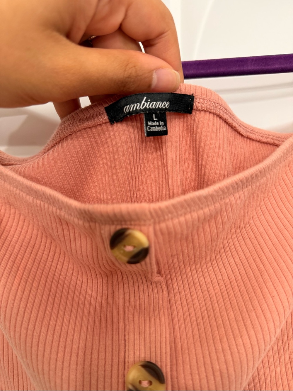 Ambiance Ribbed Button-Front Tube Top - Picture 2 of 4